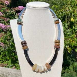 Vintage Artisan Necklace with Semiprecious Stones